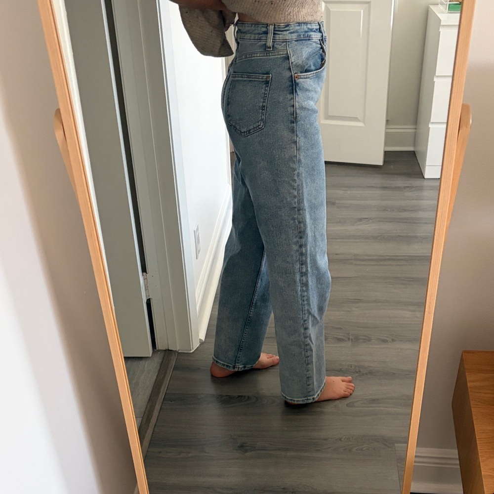Motel Rocks High-Rise Straight Leg Jeans - Light Blue Wash - Picture 2 of 9
